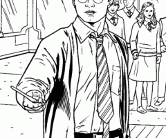 Coloriage Harry Potter baguette