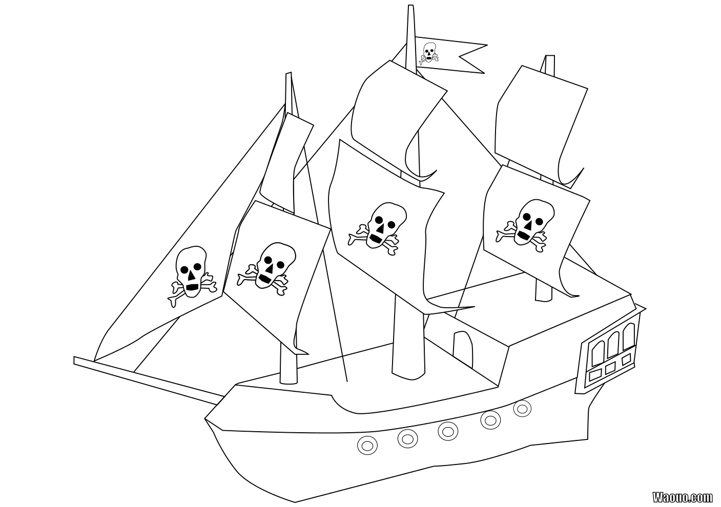 Coloriage bateau pirate