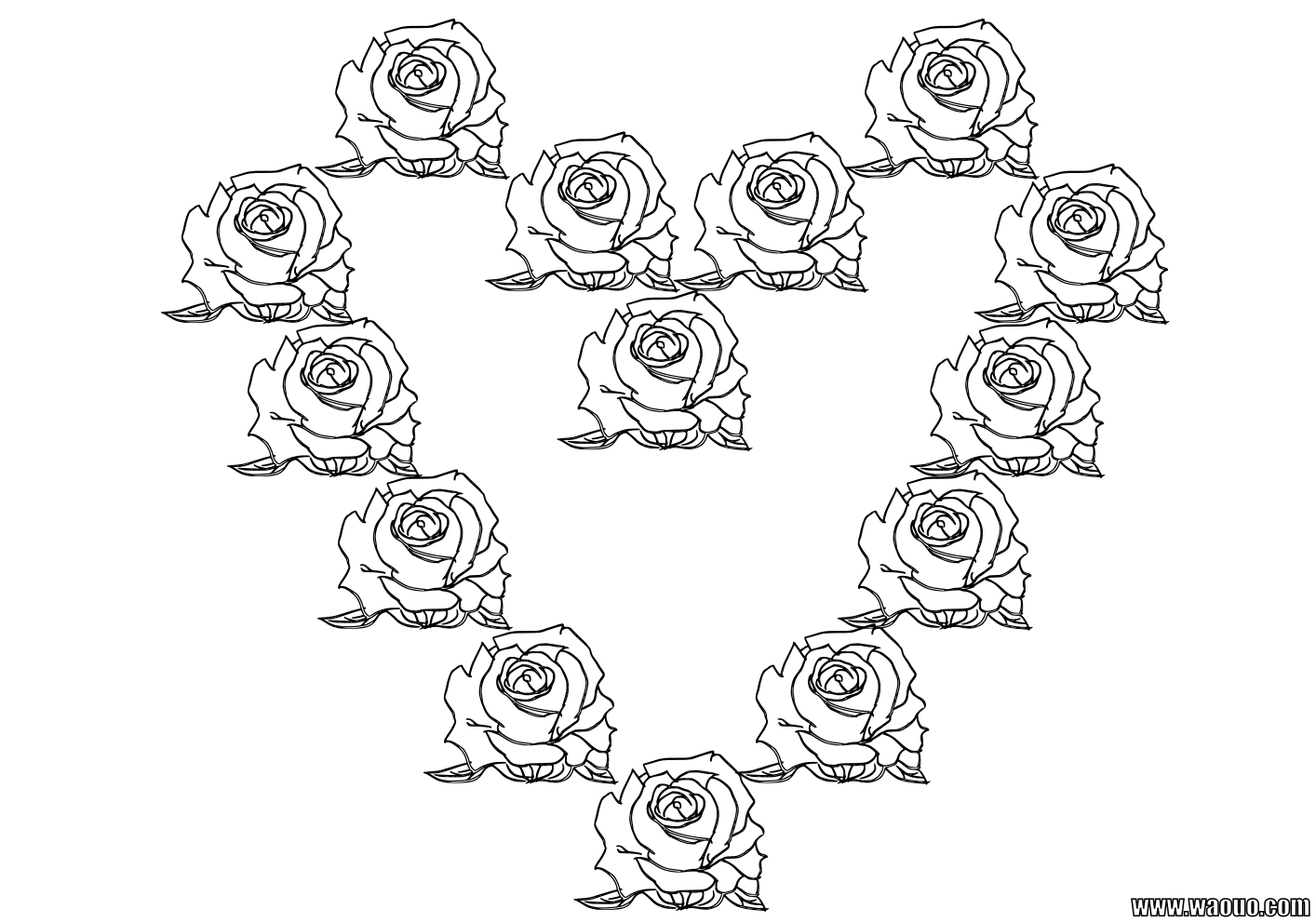 Coloriage coeur de roses